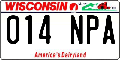 WI license plate 014NPA