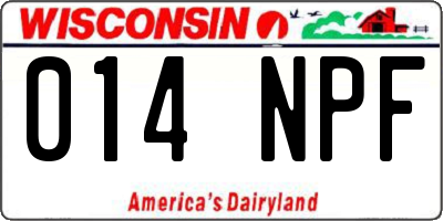 WI license plate 014NPF