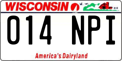 WI license plate 014NPI
