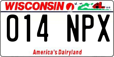 WI license plate 014NPX