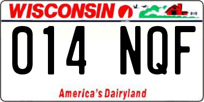 WI license plate 014NQF