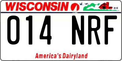 WI license plate 014NRF