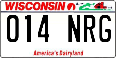 WI license plate 014NRG