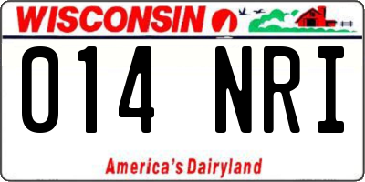 WI license plate 014NRI