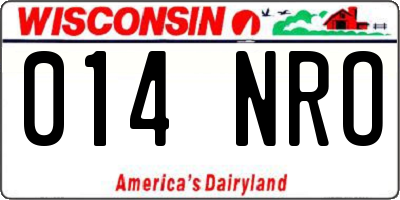 WI license plate 014NRO
