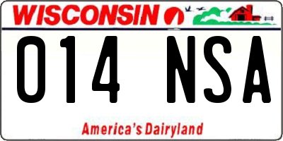 WI license plate 014NSA