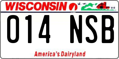 WI license plate 014NSB