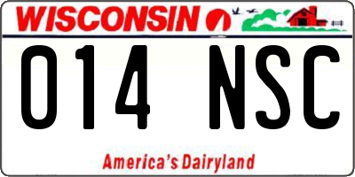 WI license plate 014NSC