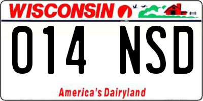 WI license plate 014NSD