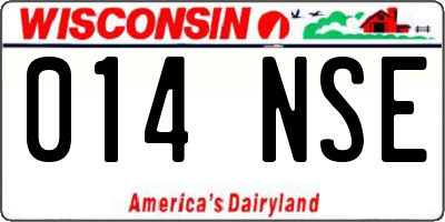 WI license plate 014NSE