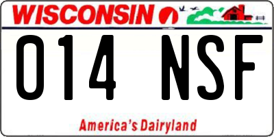 WI license plate 014NSF