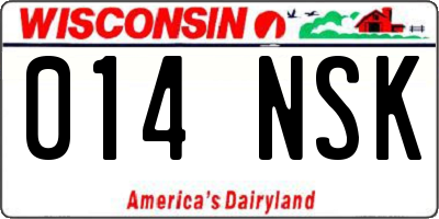 WI license plate 014NSK