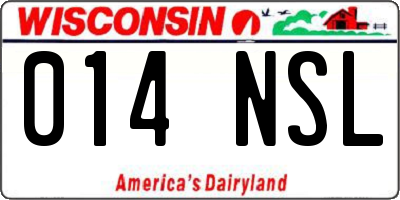 WI license plate 014NSL