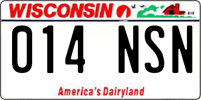 WI license plate 014NSN