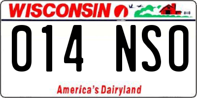 WI license plate 014NSO