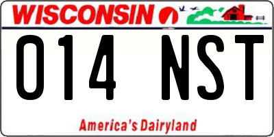 WI license plate 014NST