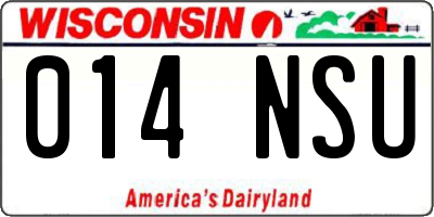 WI license plate 014NSU