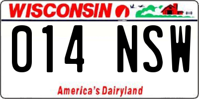 WI license plate 014NSW