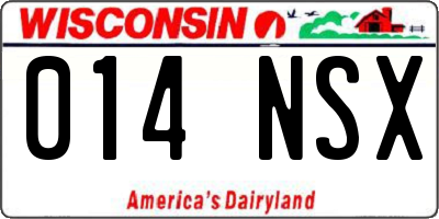 WI license plate 014NSX