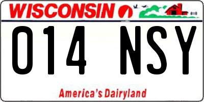 WI license plate 014NSY