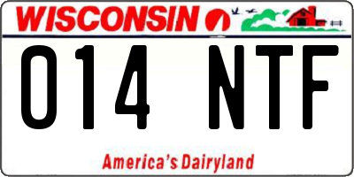 WI license plate 014NTF