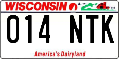 WI license plate 014NTK