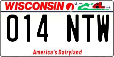 WI license plate 014NTW