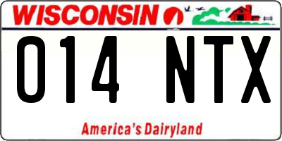 WI license plate 014NTX