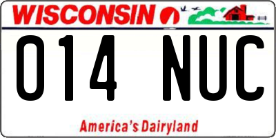 WI license plate 014NUC