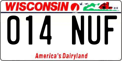 WI license plate 014NUF