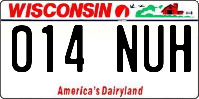 WI license plate 014NUH