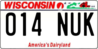 WI license plate 014NUK