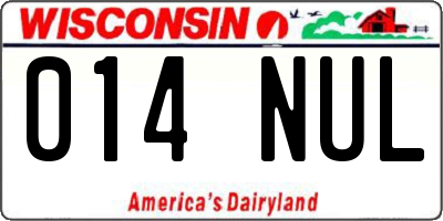WI license plate 014NUL