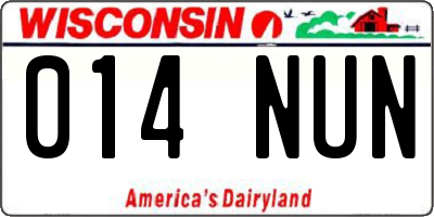 WI license plate 014NUN