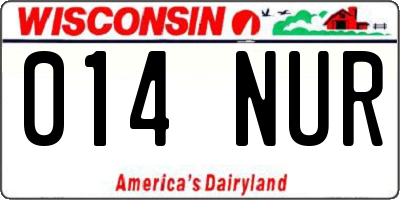 WI license plate 014NUR