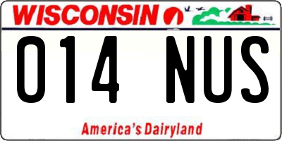 WI license plate 014NUS
