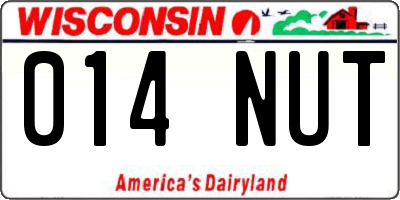 WI license plate 014NUT