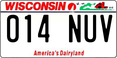 WI license plate 014NUV