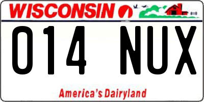 WI license plate 014NUX
