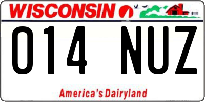 WI license plate 014NUZ