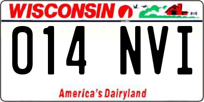 WI license plate 014NVI