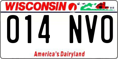 WI license plate 014NVO