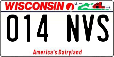 WI license plate 014NVS