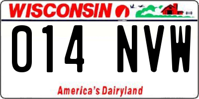 WI license plate 014NVW
