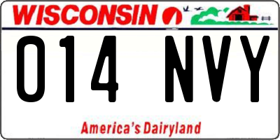 WI license plate 014NVY