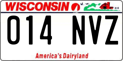 WI license plate 014NVZ