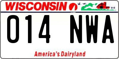 WI license plate 014NWA