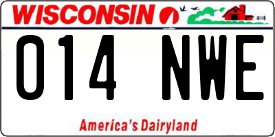 WI license plate 014NWE