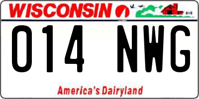 WI license plate 014NWG