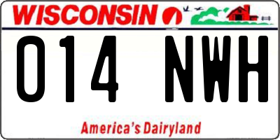 WI license plate 014NWH